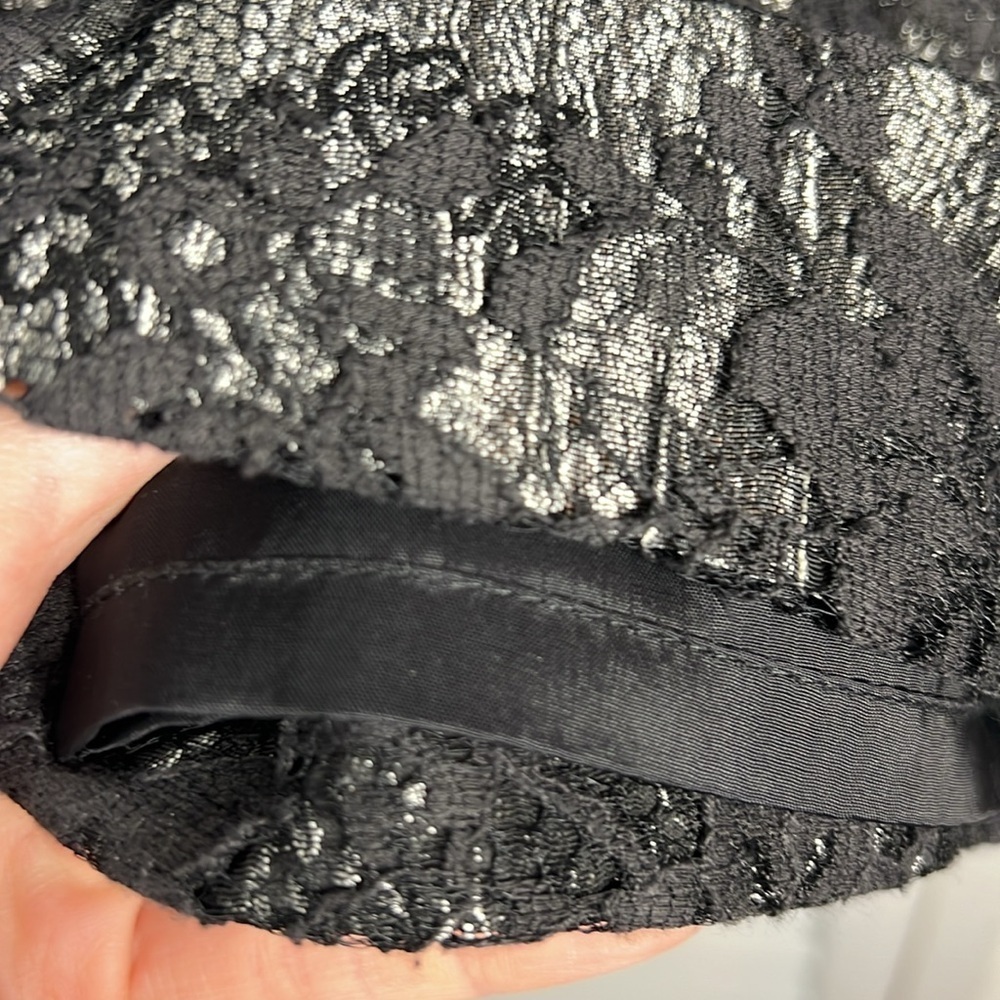 Sunny Choi Floral Lace Lined Pencil Skirt Size 6 Black & Pewter Gray - Picture 5 of 8